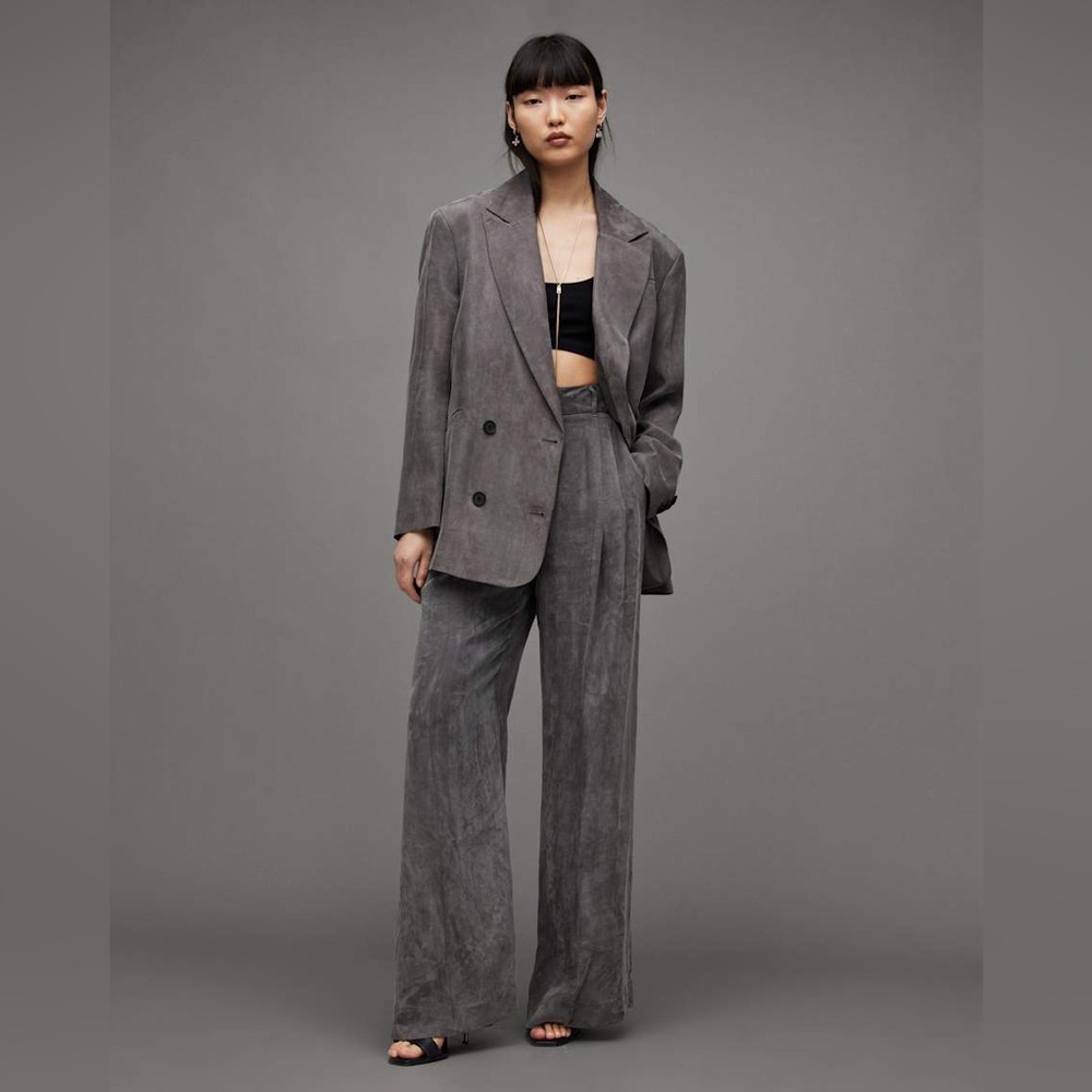 AllSaints Elle Double Breasted Lightweight
Blazer in Grey Size 4 New